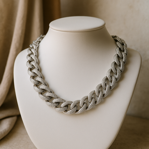 Collana a catena con zirconi pavé – Collana Bold Shine