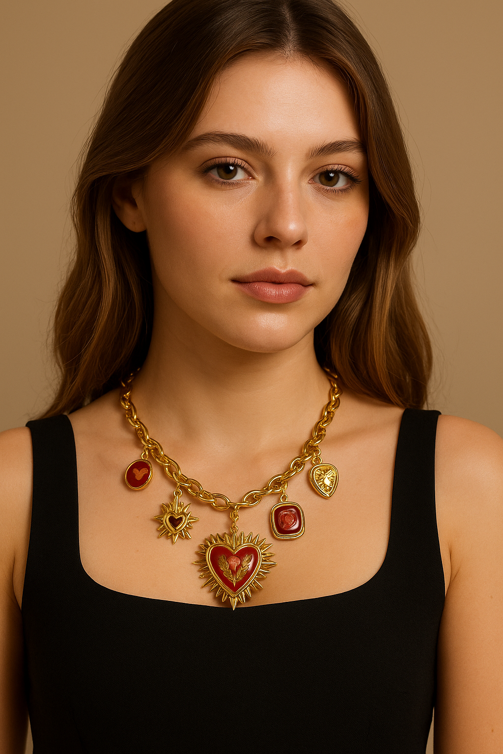 Collana con ciondoli a cuore smaltati – Collana Cuori Sacri