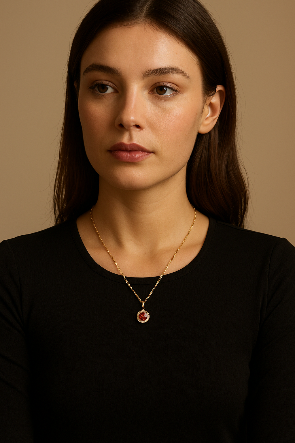 Collana con pendente tondo di zirconi colorati – Collana Zahra