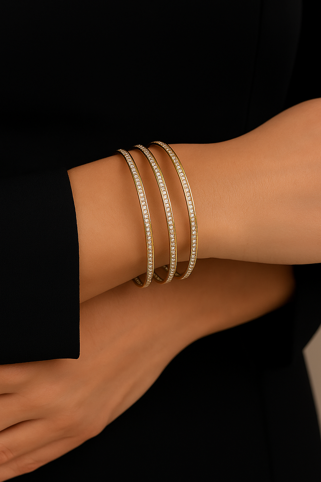 Set di bracciali rigidi con zirconi – Set Bangles Shine