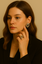 Anello aperto con cristalli – Anello Wave Pavé