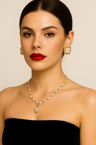 Orecchini a bottone con pavé di cristalli – Orecchini Shine Square