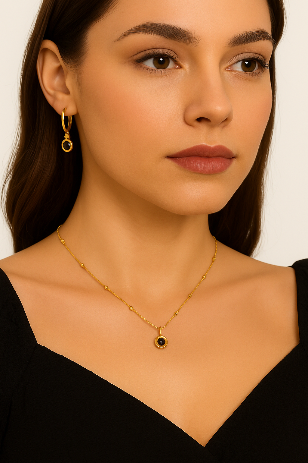 Orecchini con pietra ovale pendente – Maia