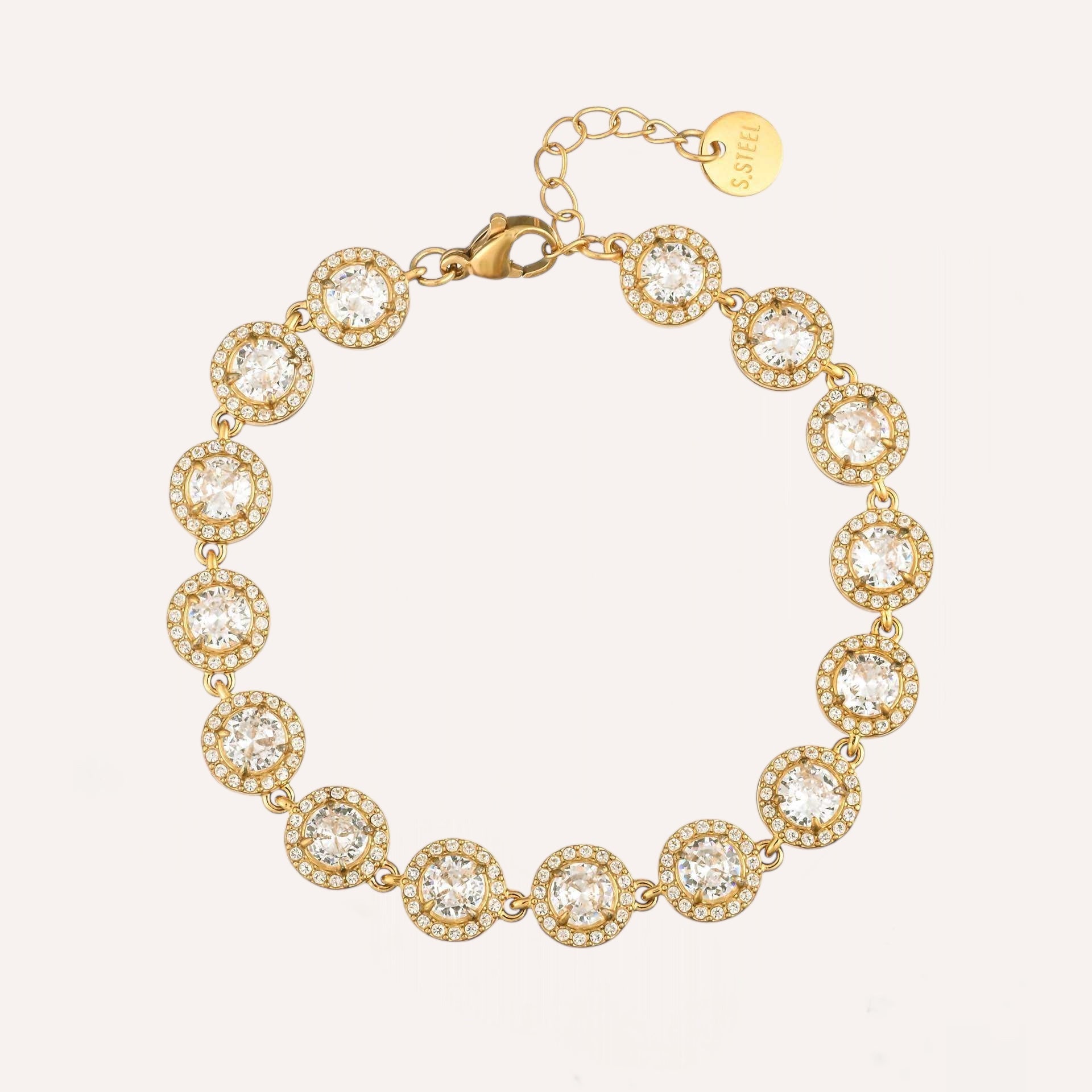 Bracciale con zirconi tondi incastonati – Bracciale Halo