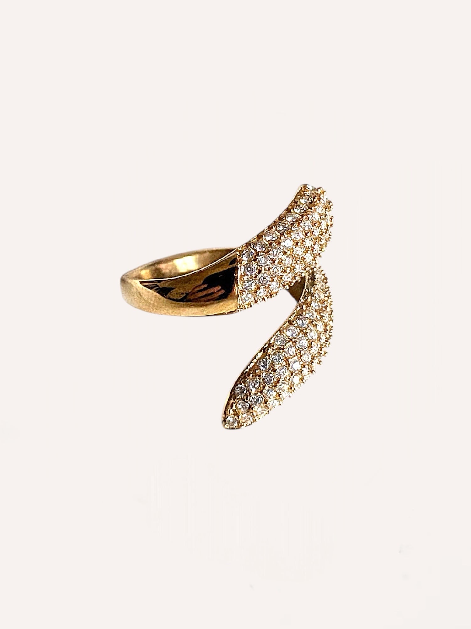 Anello aperto con cristalli – Anello Wave Pavé