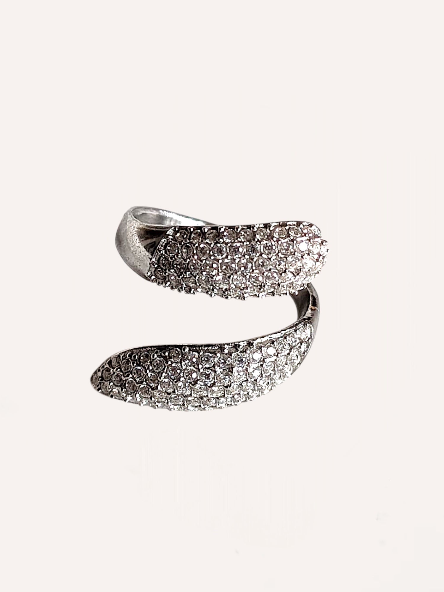 Anello aperto con cristalli – Anello Wave Pavé