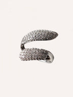 Anello aperto con cristalli – Anello Wave Pavé