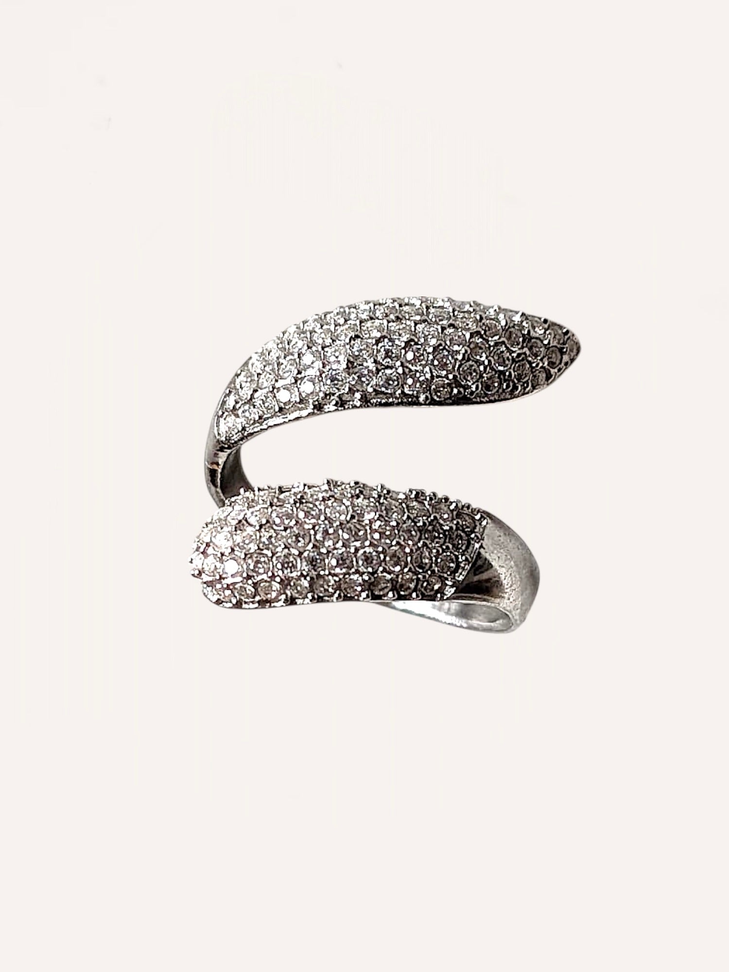 Anello aperto con cristalli – Anello Wave Pavé