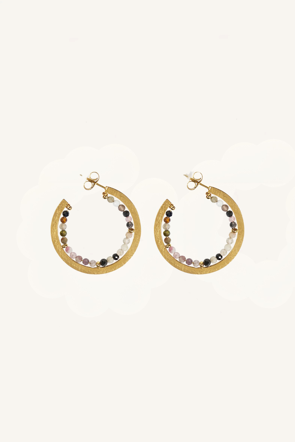 Orecchini a cerchio con pietre naturali – Iride