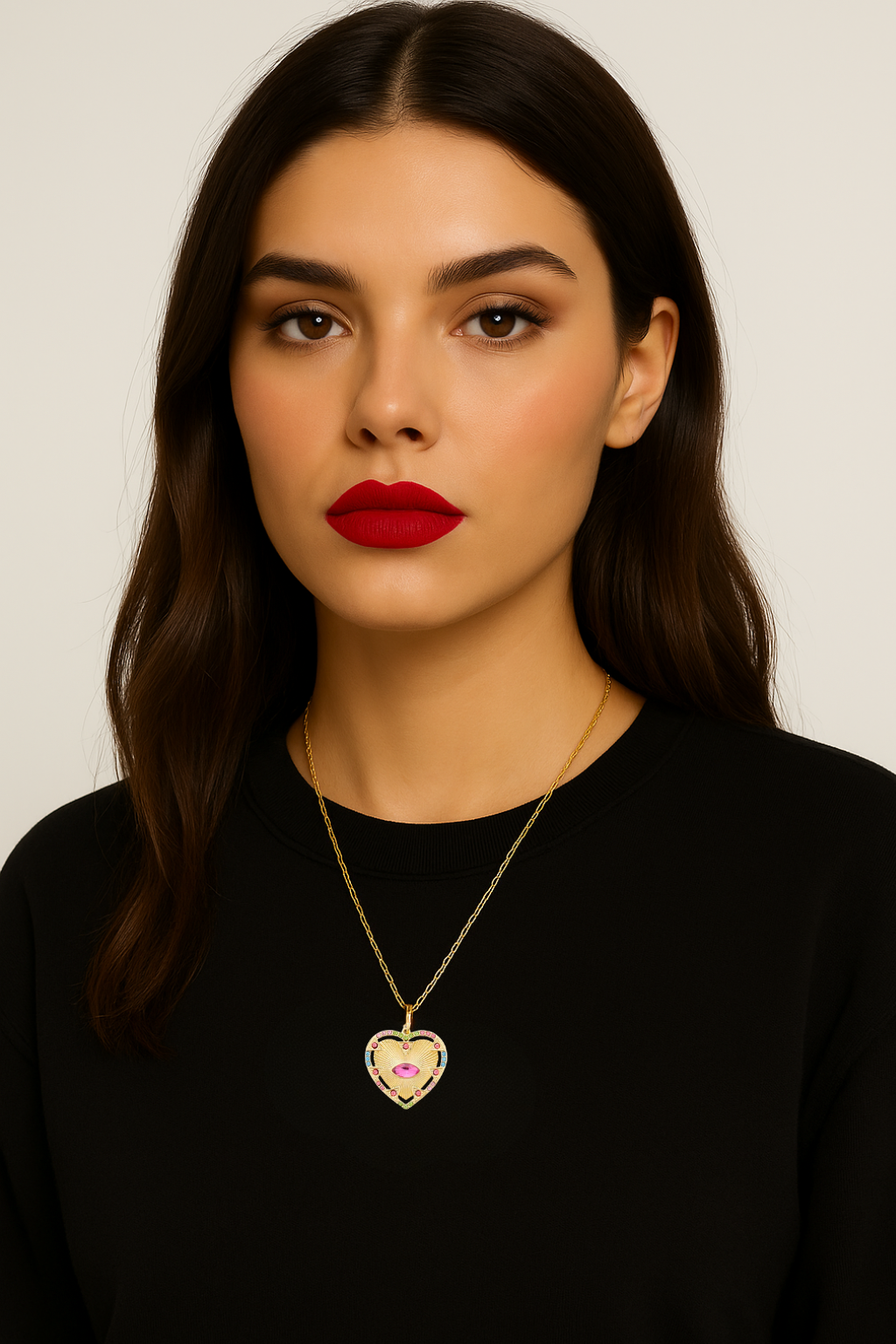 Collana con pendente a cuore e cristalli colorati – Collana Rainbow Heart