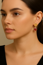 Orecchini con pietra tonda pendente – Vega