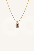 Collana con pendente verde e cristalli – Athena