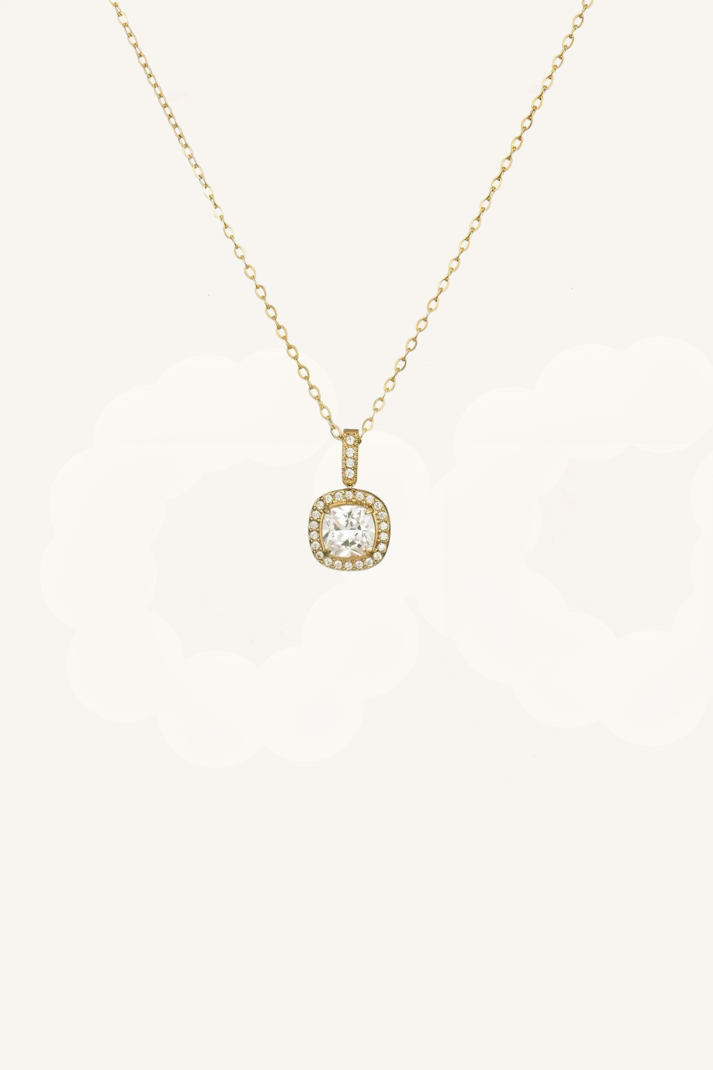 Collana con pendente quadrato di zirconi – Collana Halo Mini