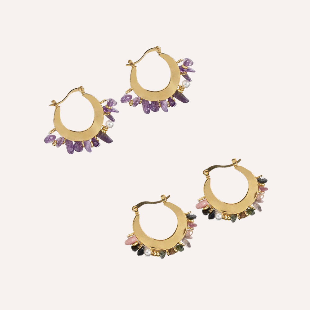Orecchini a cerchio con pietre - Elettra