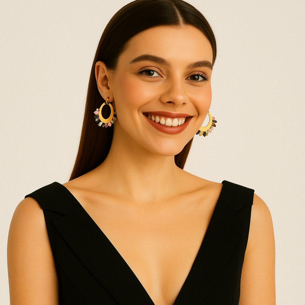 Orecchini a cerchio con pietre - Elettra