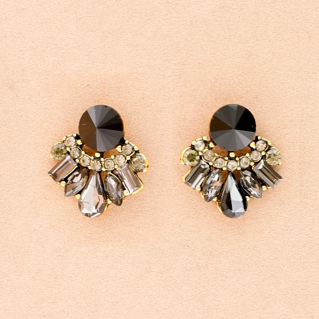 Orecchini con cristalli e pietra nera – Orecchini Aurora Noir