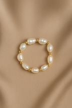 Anello con perle e sfere dorate – Grace