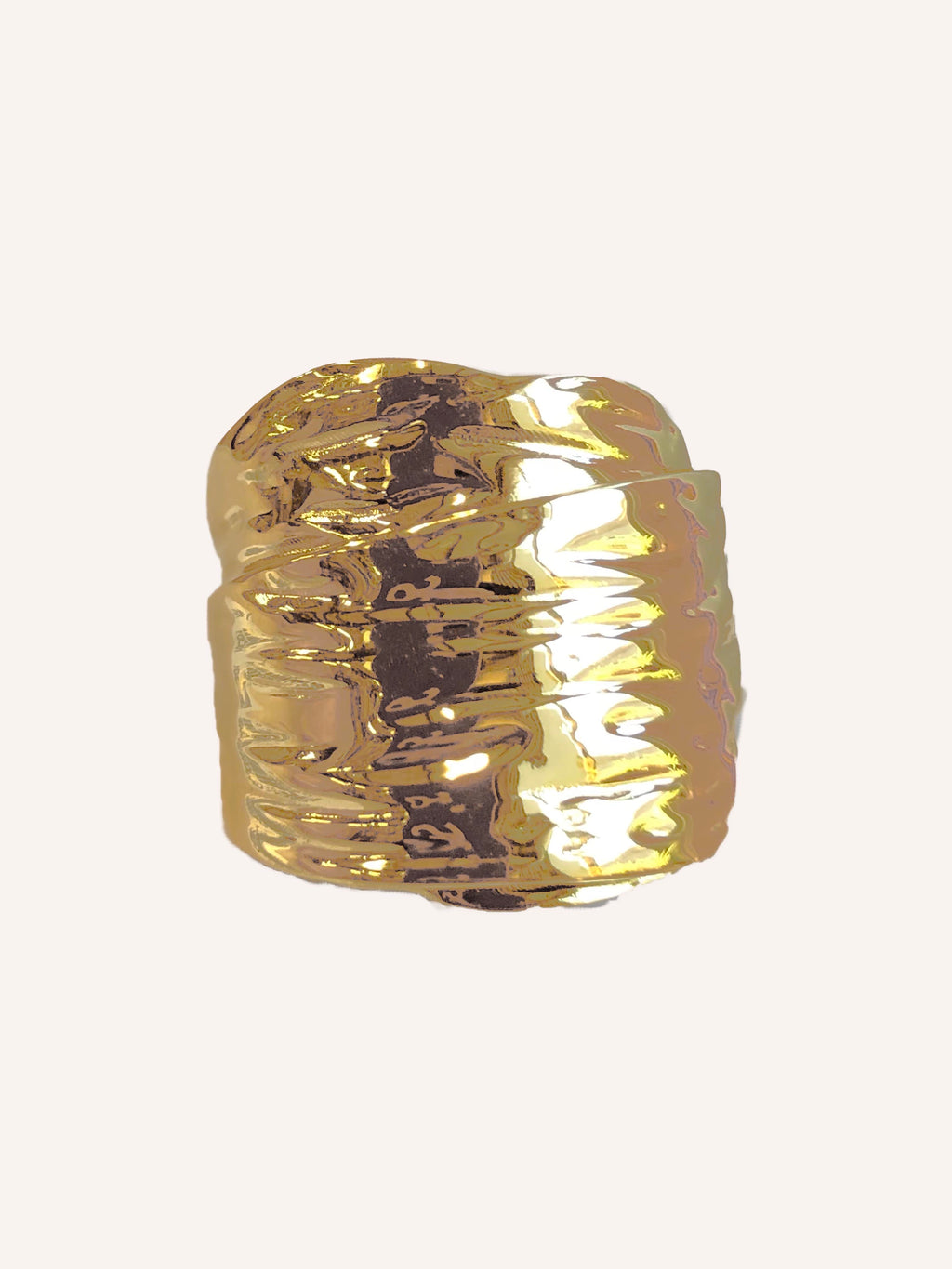 Anello dorato effetto martellato - Poseidone