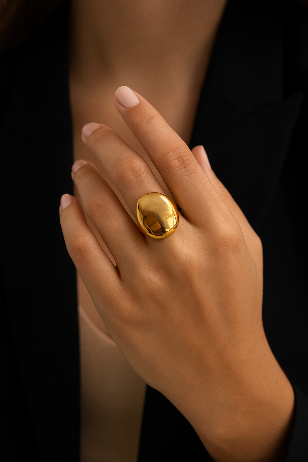 Anello bombato dorato - Glow