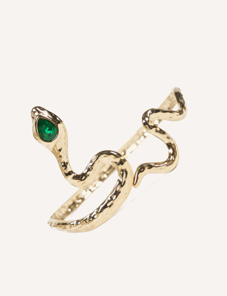 Bracciale serpente dorato con pietra verde – Ophidia