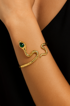 Bracciale serpente dorato con pietra verde – Ophidia