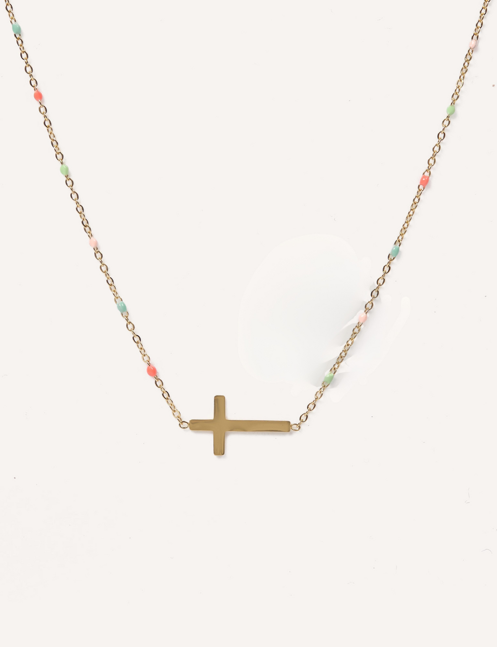 Collana con croce orizzontale e perline colorate – Eterea