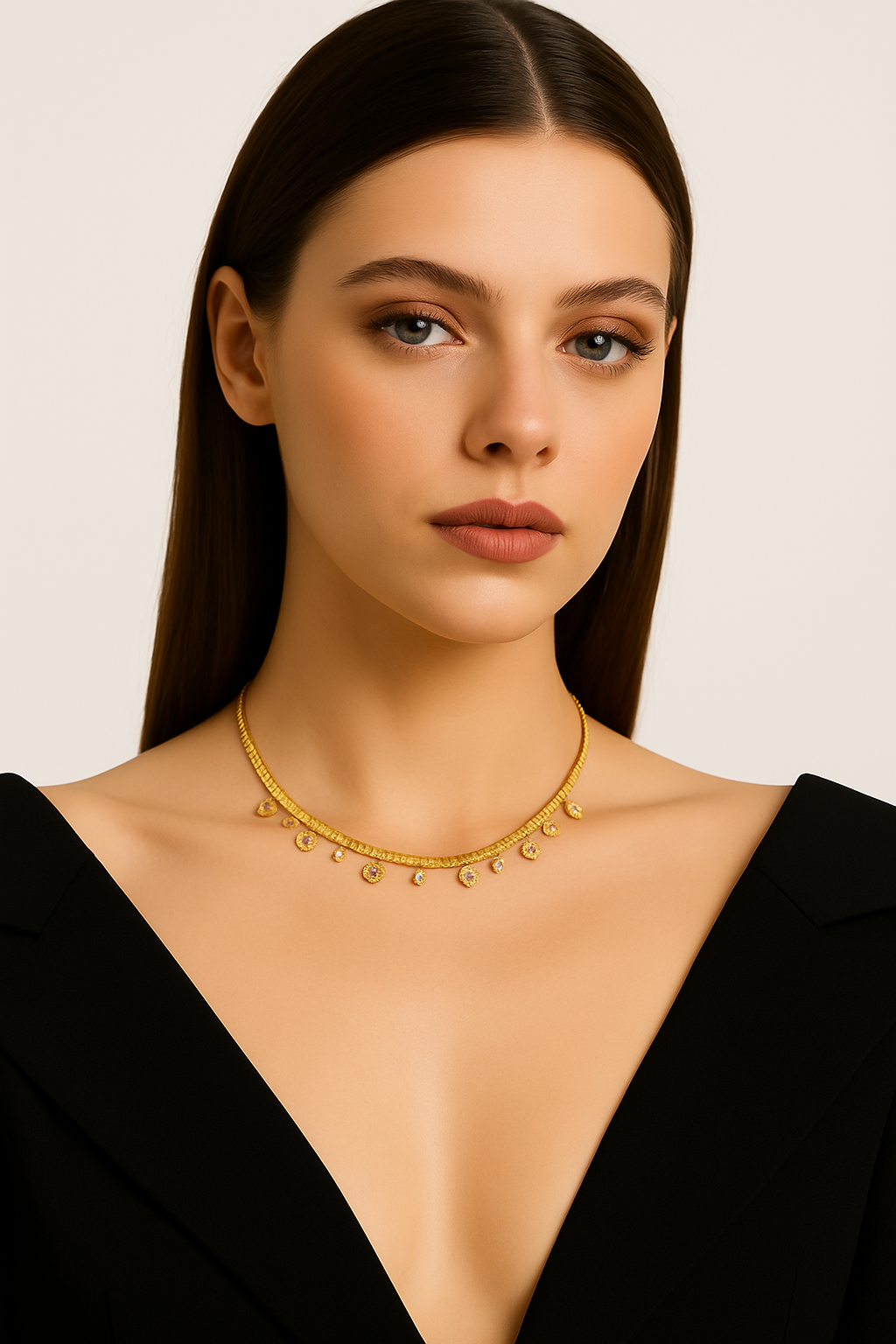 Collana dorata con pendenti e punti luce - Ninfa