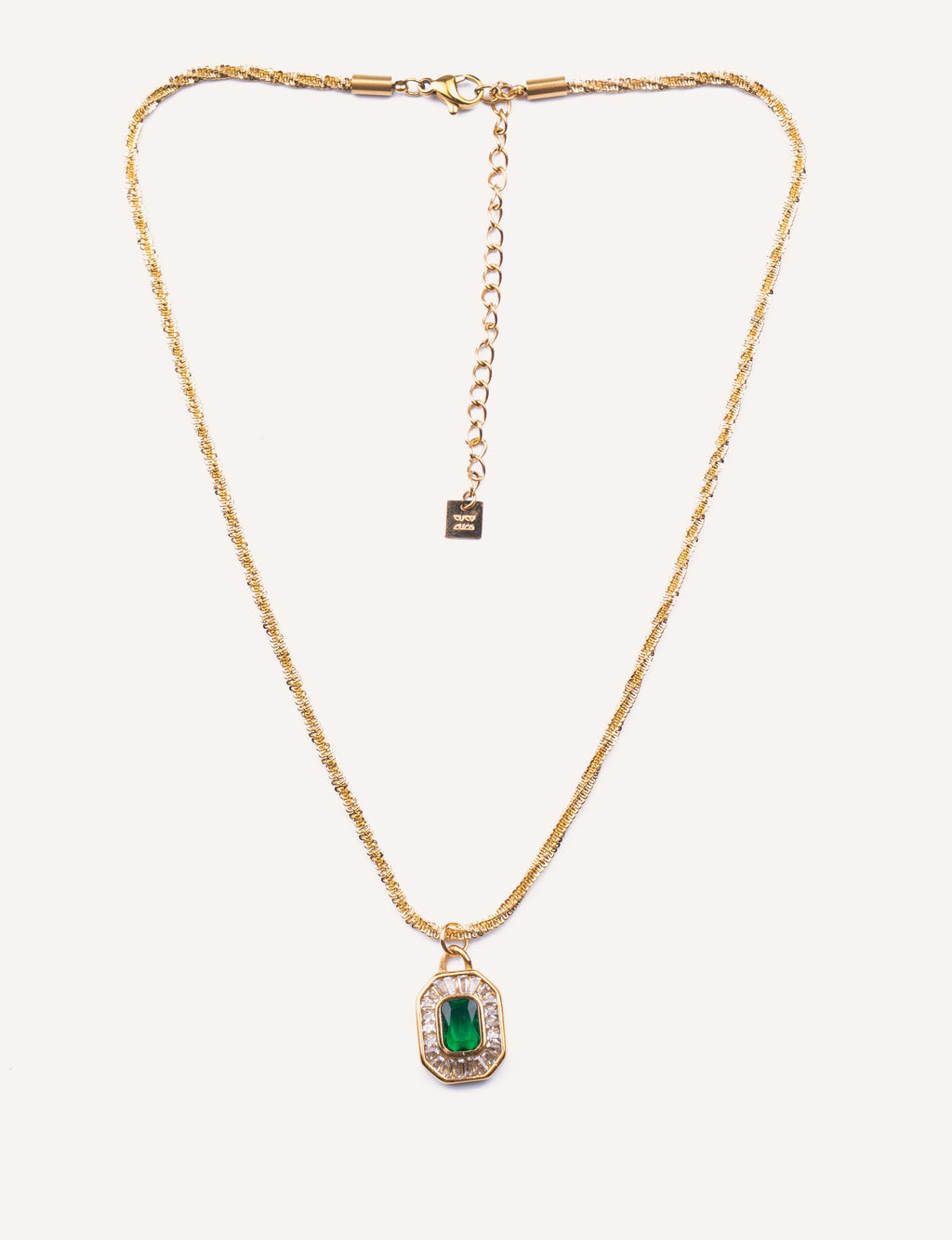 Collana con pendente verde e cristalli – Athena