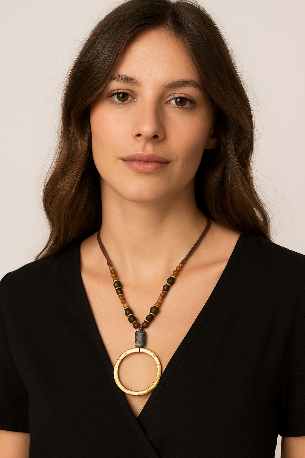 Collana con pendente a cerchio e perle naturali - Saturn