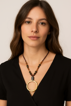 Collana con pendente a cerchio e perle naturali - Saturn