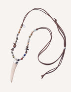 Collana con pendente a dente e perle naturali - Cornus Bianco