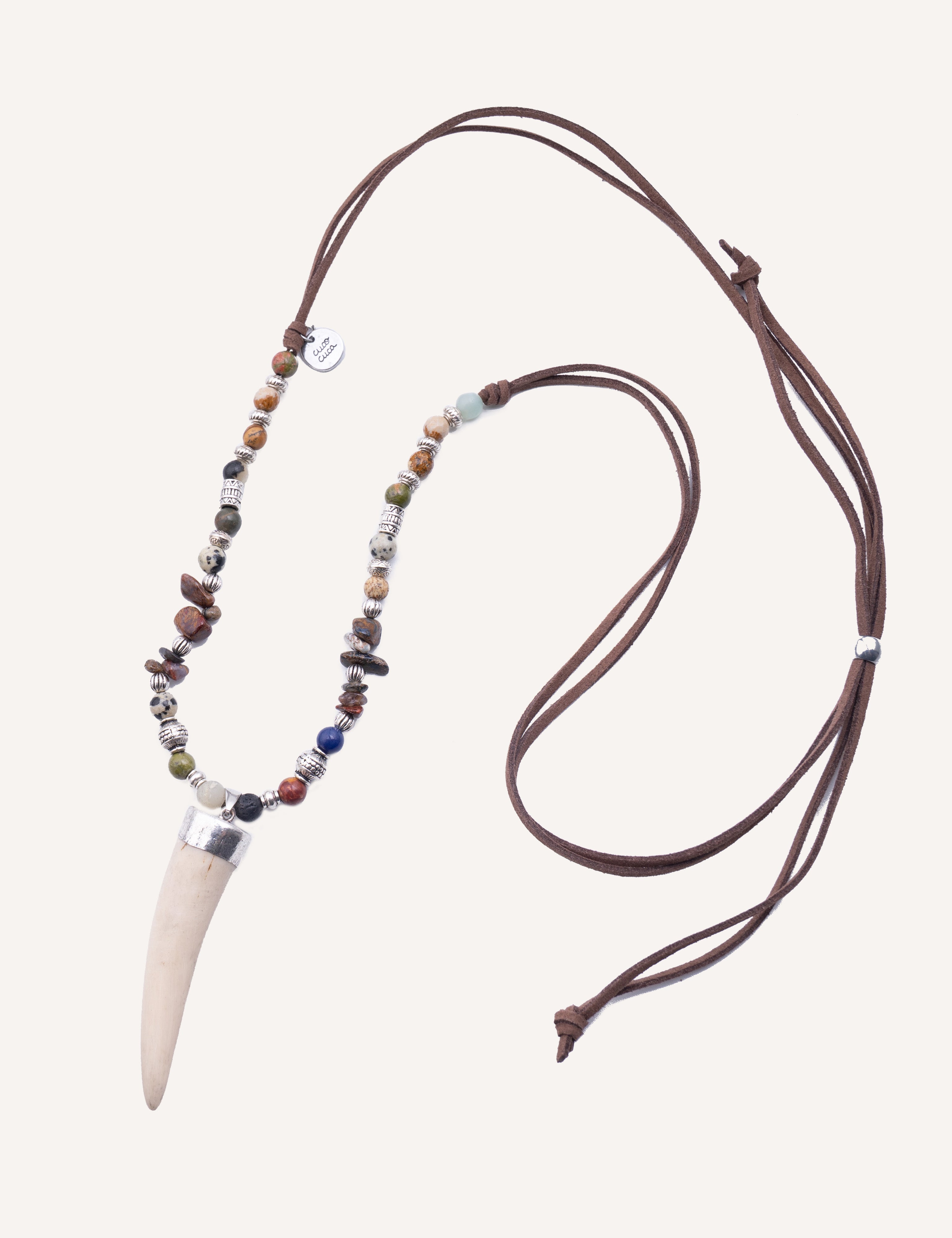 Collana con pendente a dente e perle naturali - Cornus Bianco