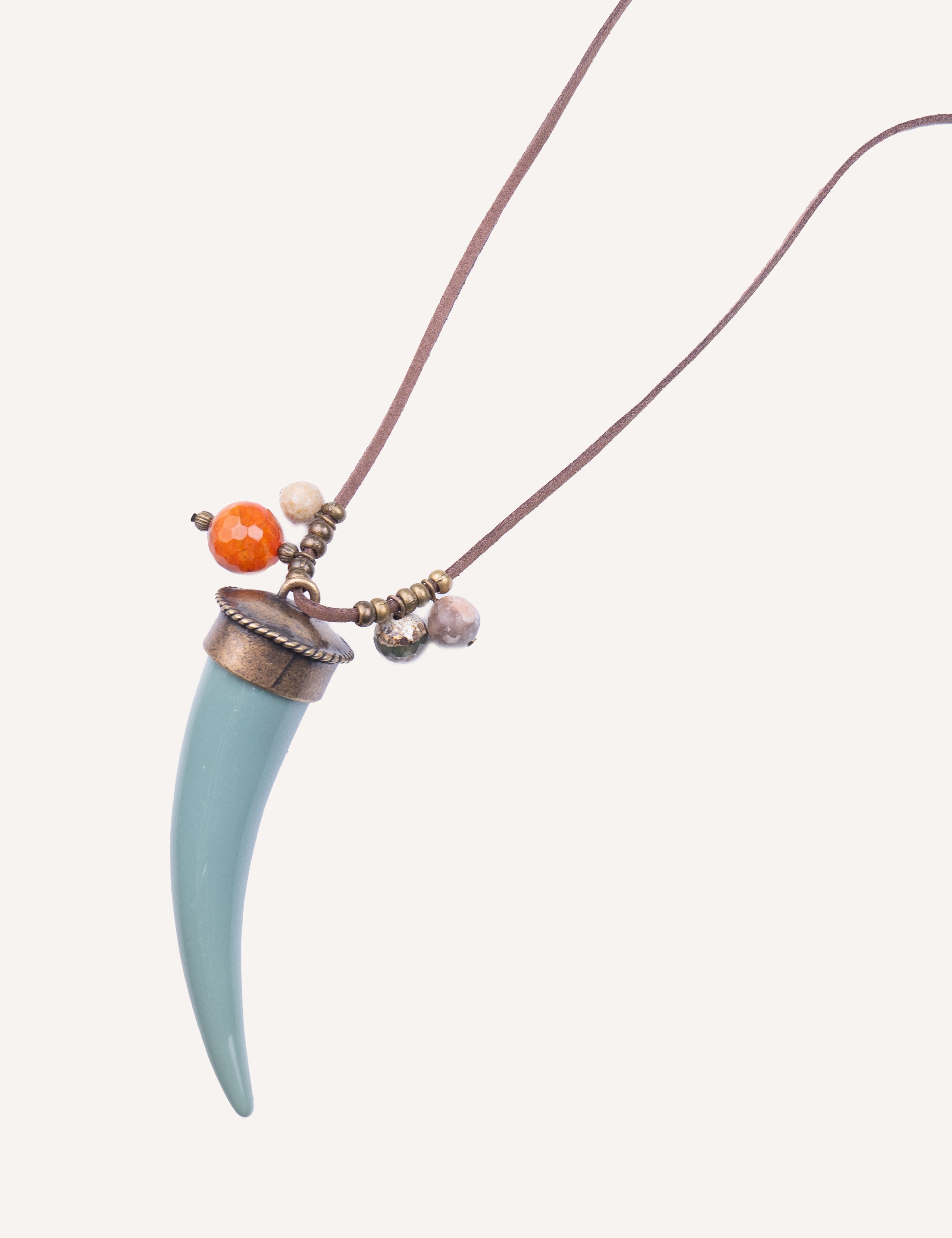 Collana con pendente a corno e dettagli colorati - Cornus Azzurro