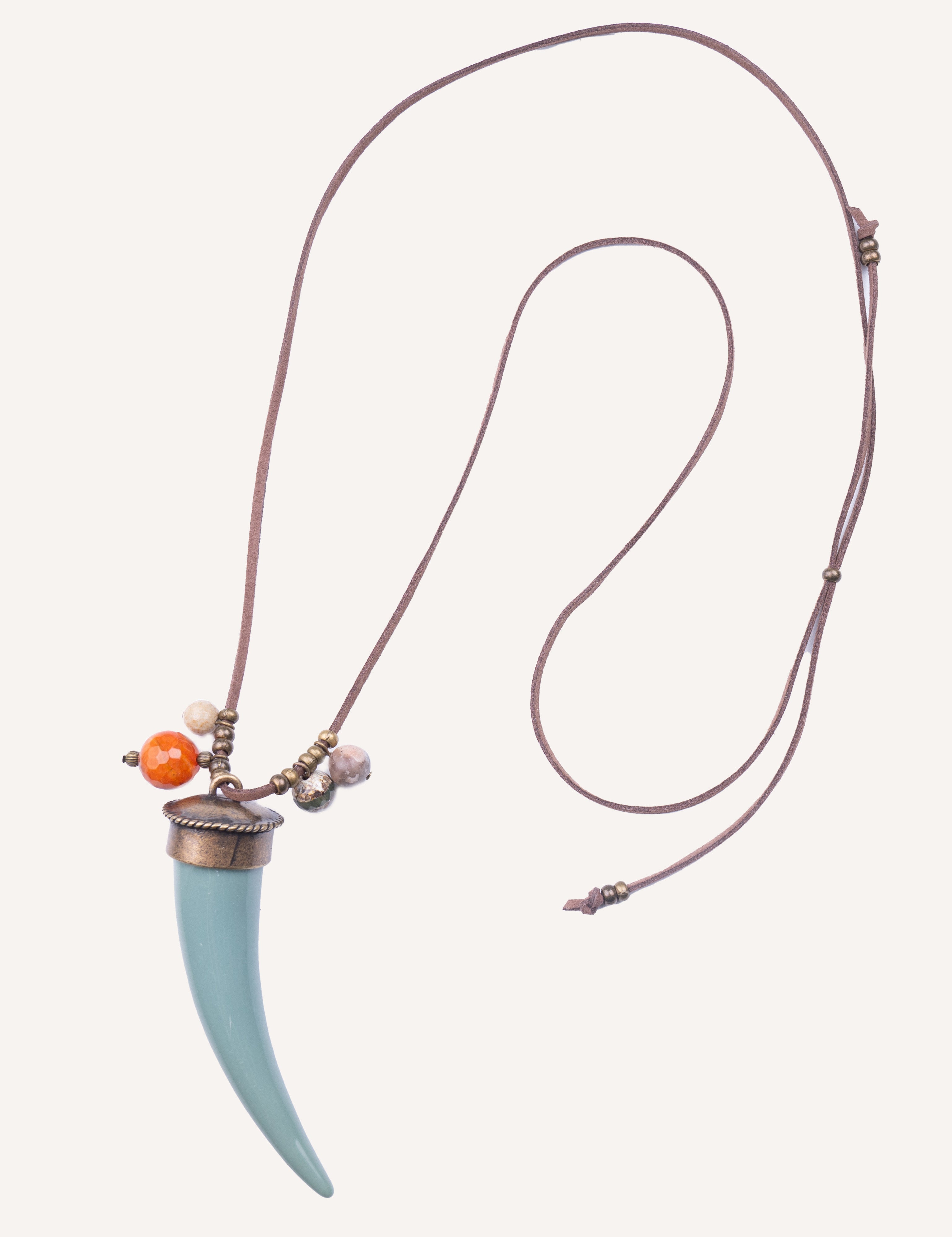Collana con pendente a corno e dettagli colorati - Cornus Azzurro