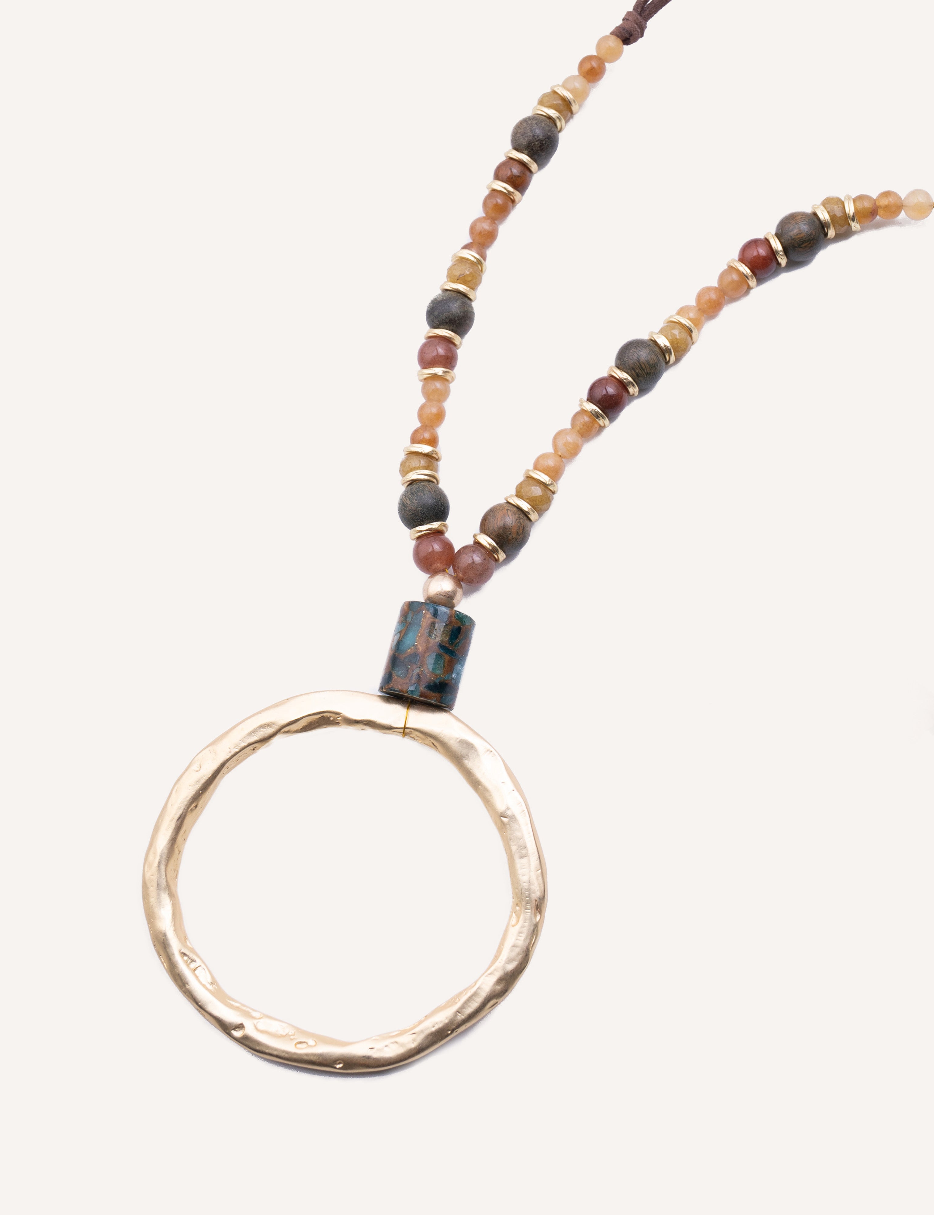 Collana con pendente a cerchio e perle naturali - Saturn