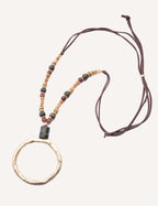 Collana con pendente a cerchio e perle naturali - Saturn