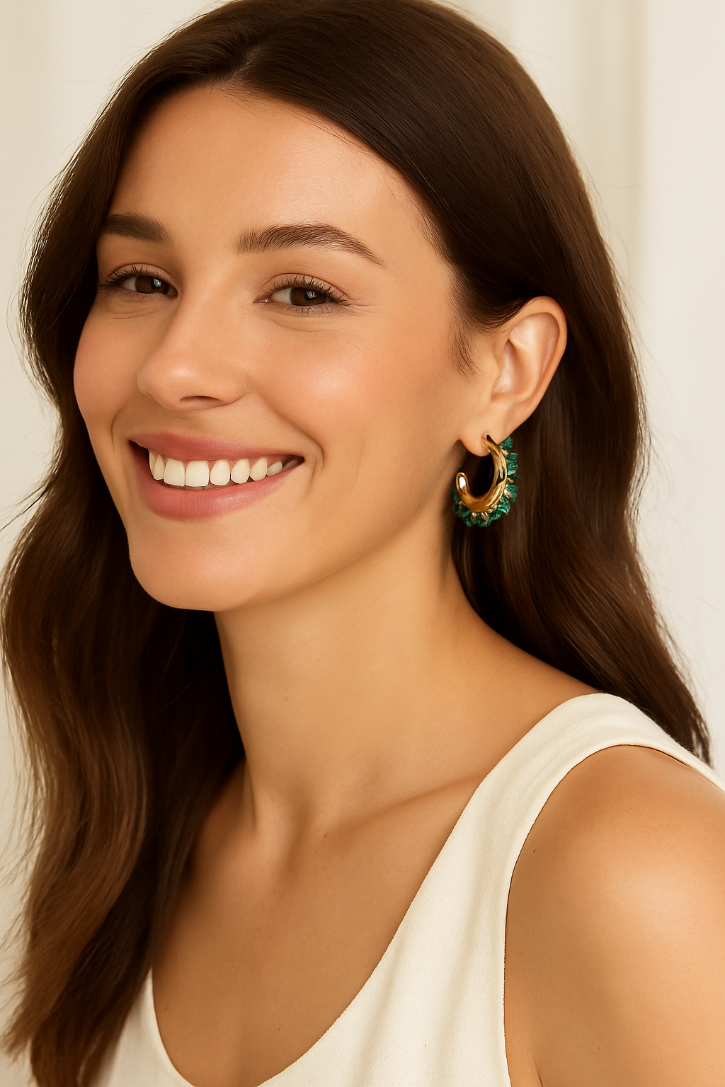 Orecchini a mezzaluna con pietre naturali – Corona