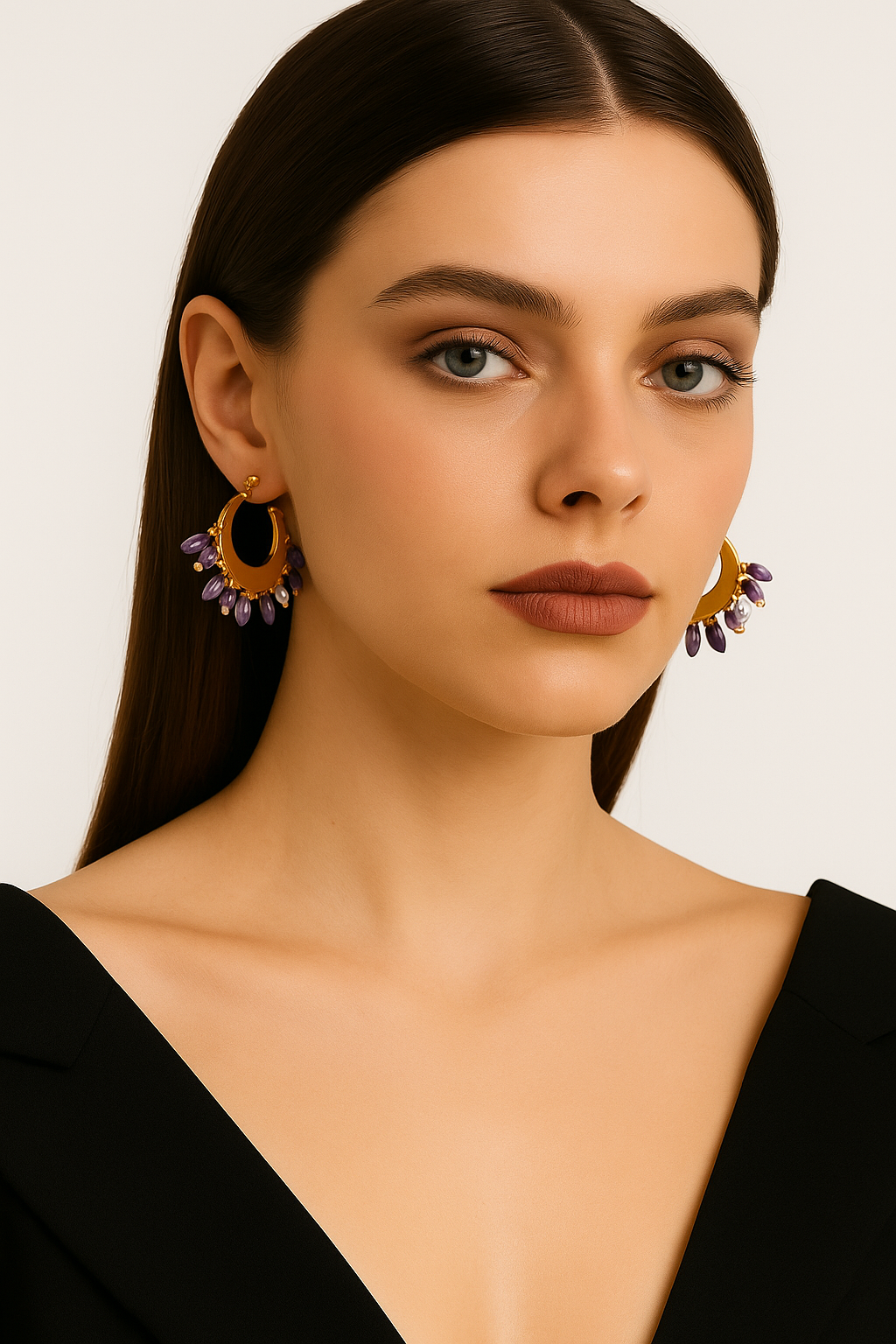 Orecchini a cerchio con pietre - Elettra