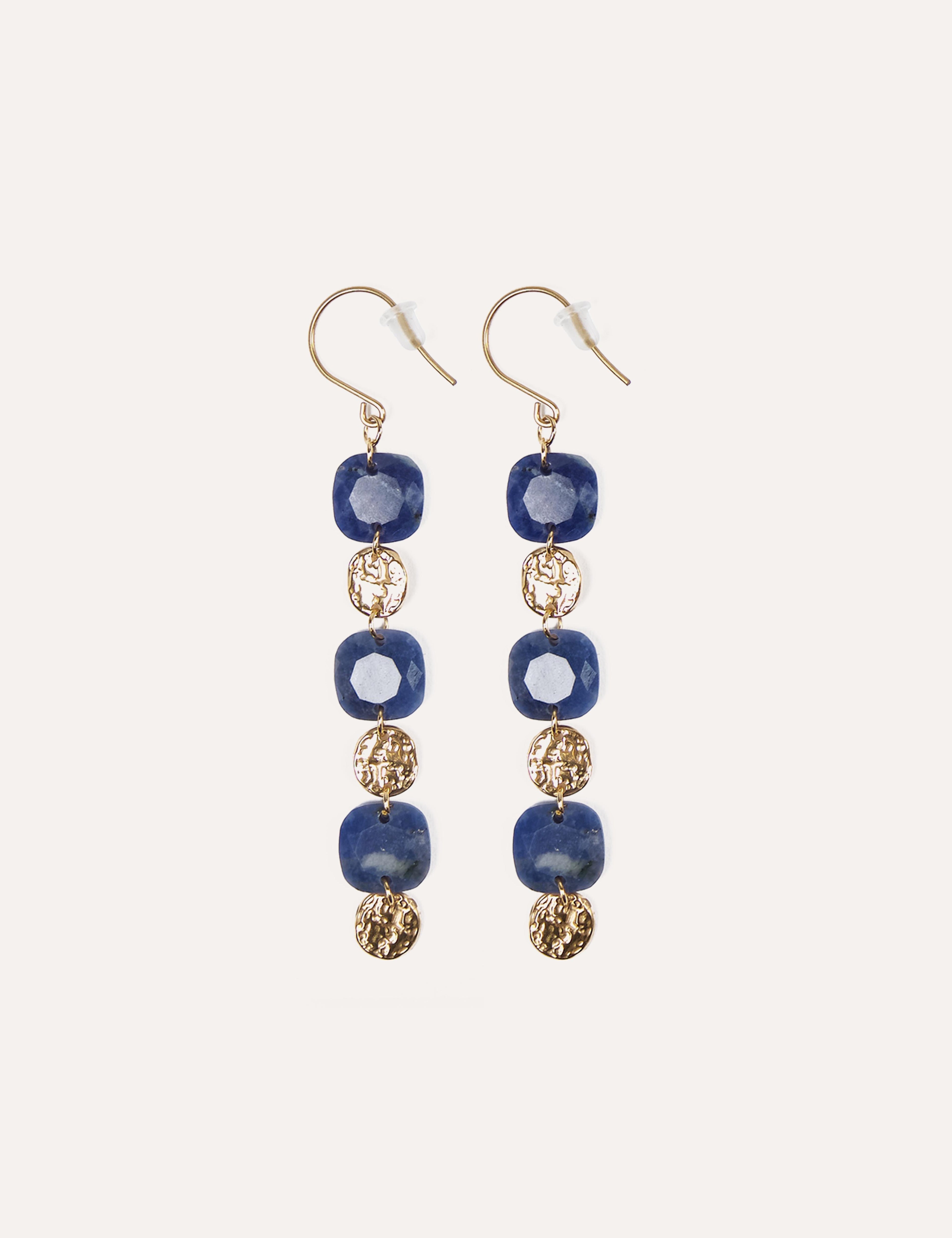 Orecchini con pietre naturali e dettagli dorati – Moon