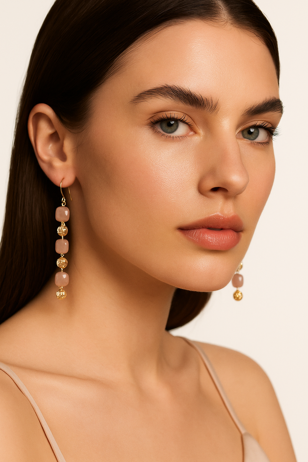 Orecchini con pietre naturali e dettagli dorati – Moon