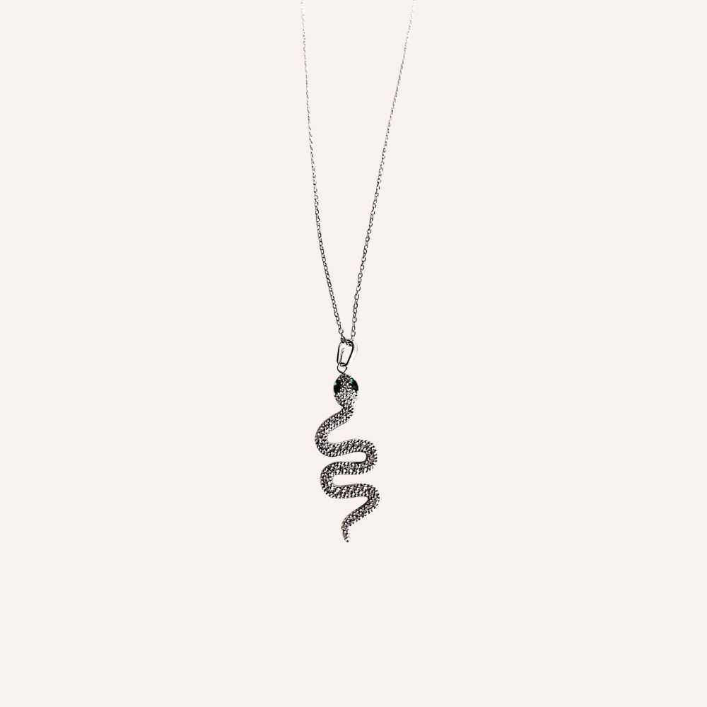 Collana con pendente a serpente impreziosito da cristalli – Collana Snake